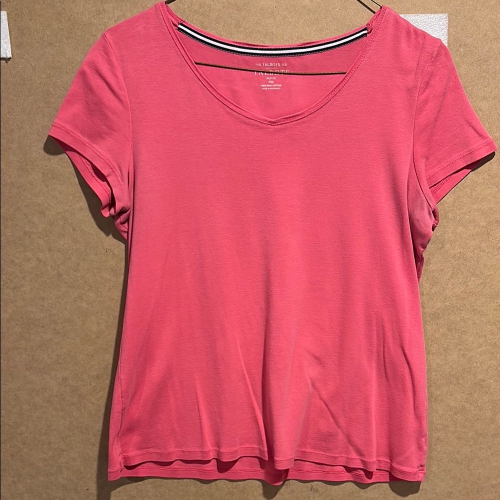 Talbots Pink Fitted Crew Neck Short Sleeve Tee